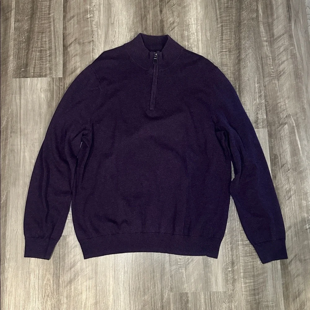 Jos. A. Bank Traveller Deep Purple Quarter Zip Pullover Sweater - 2XLT - Picture 2 of 7